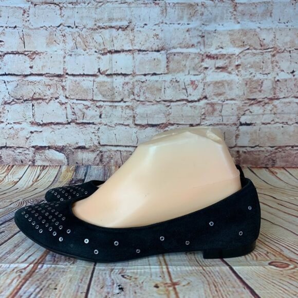 AGL Attilio Giusti Leombruni Black Studded Suede Riveted Flats Sz 7.5 (37.5) - Picture 2 of 9
